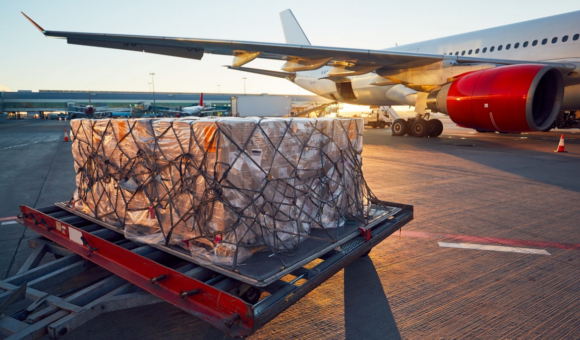Image illustrant un exemple de conditionnement et de chargement de fret aérien dans un avion cargo