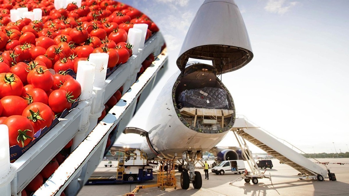 Image représentant le chargement de produits frais et denrées périssables à bord d'un avion cargo